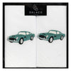 Aston Martin Style Classic Car Embroidered Handkerchief Set In White Cotton (HR-11)