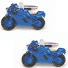 Sports Motorbike Motorcycle Cufflinks In Blue - Gifts Present