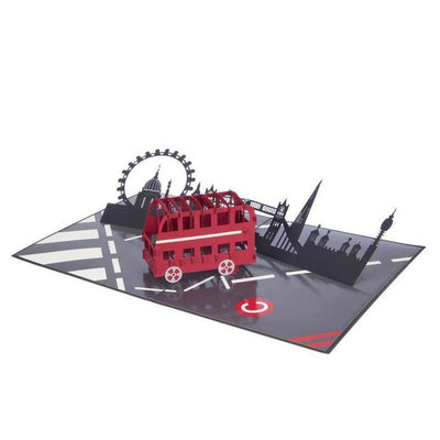 London Double Decker Red Bus Pop Up 3D Greetings Card