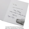 Handwritten Personal Message Example for Classic Land Rovers Birthday Card