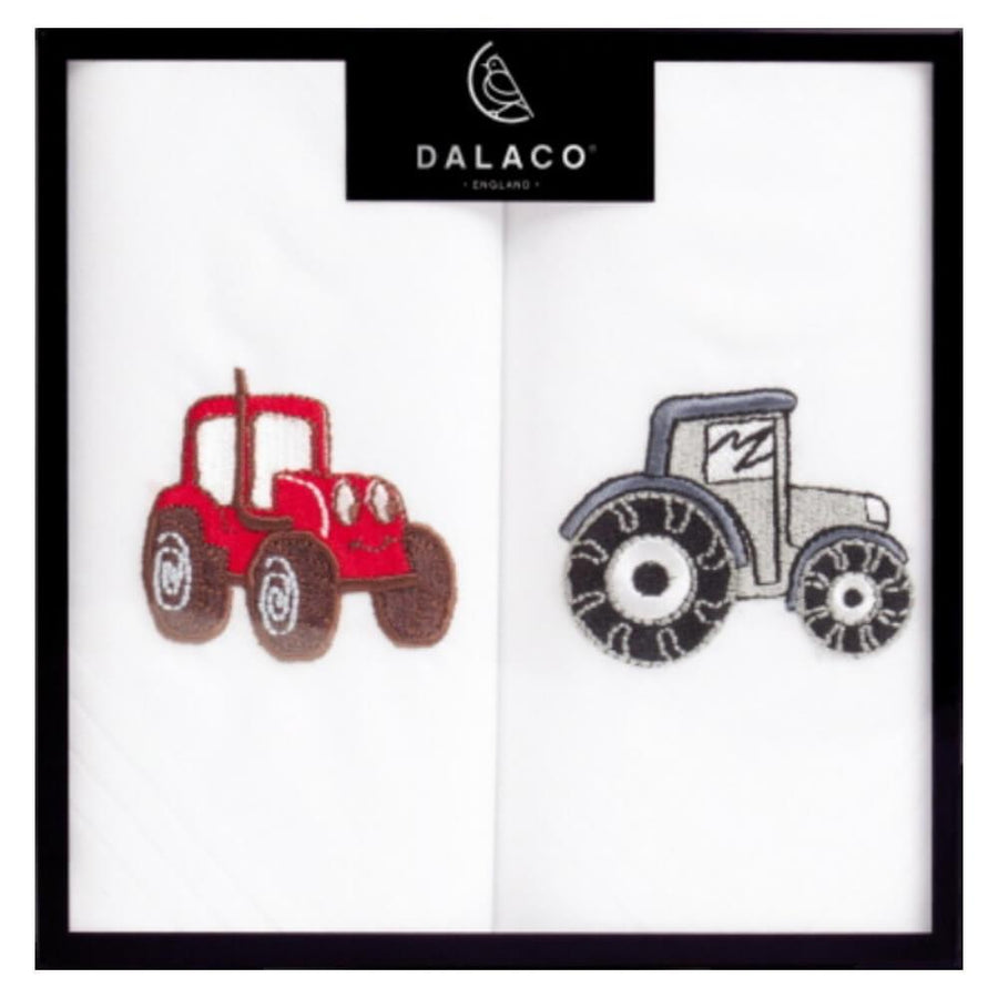 Red & Silver Tractor Embroidered Handkerchief Set Gifts Present