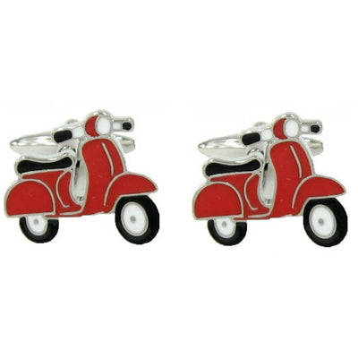Vespa Lambretta Style Classic Scooter Cufflinks In Red With Black & White Detail