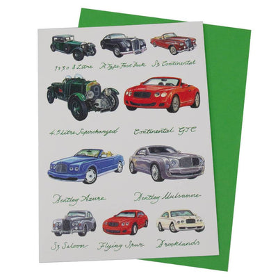 Bentley Classic & Modern Sports Cars Birthday Greetings Card