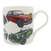 British Classic Cars Ceramic Mug showing MGB and Morgan