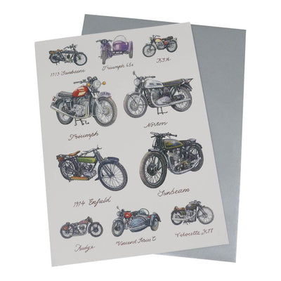 British Classic Vintage Motorcycle Greetings Card