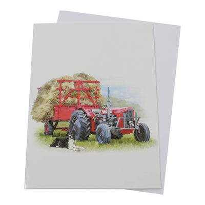 Classic Red Tractor and Trailer Birthday Card