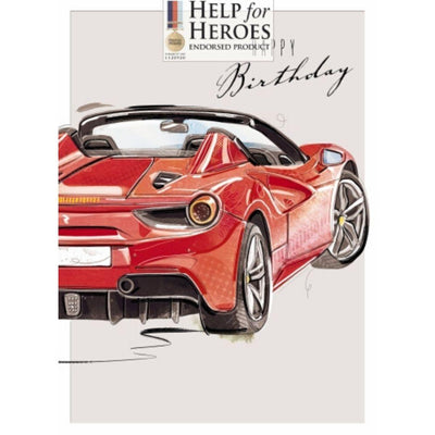 Ferrari Style Red Sports Car Birthday Card Help For Heroes