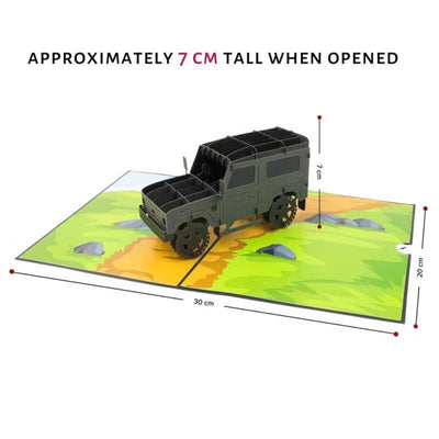Land Rover Defender 3D Pop Up Birthday Fathers Day Christmas Greetings Card Opensize guide view