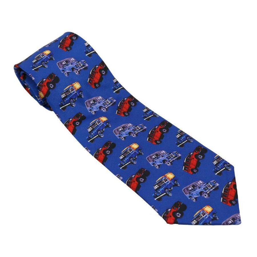Land Rover Tie In Royal Blue With Red Blue 4x4s