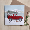 Red Land Rover Defender Christmas Card