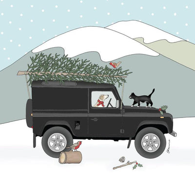 Black Land Rover Series 2 Christmas Card