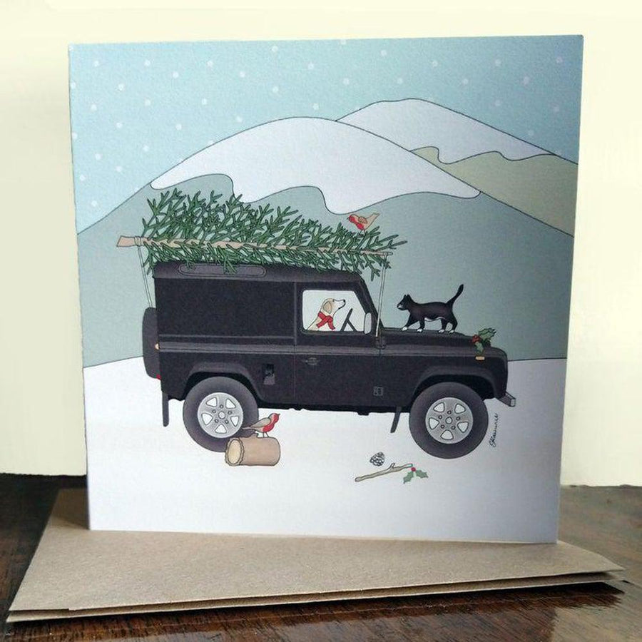 Black Land Rover Series 2 Christmas Card