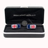 3D Mini Car Cufflinks in Blue With Classic Union Jack Roof in Presentation Gift Box