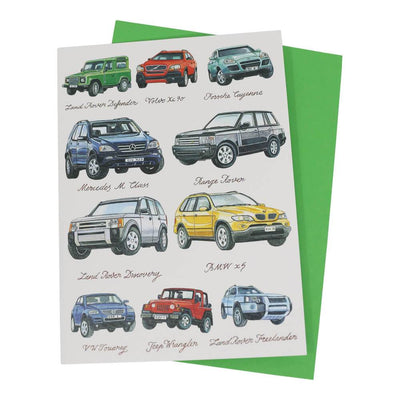 Modern 4x4 SUV Vehicles Birthday Greetings Card