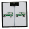 Land Rover Style Embroidered Handkerchief Set of 2 In White Cotton within gift box packaging