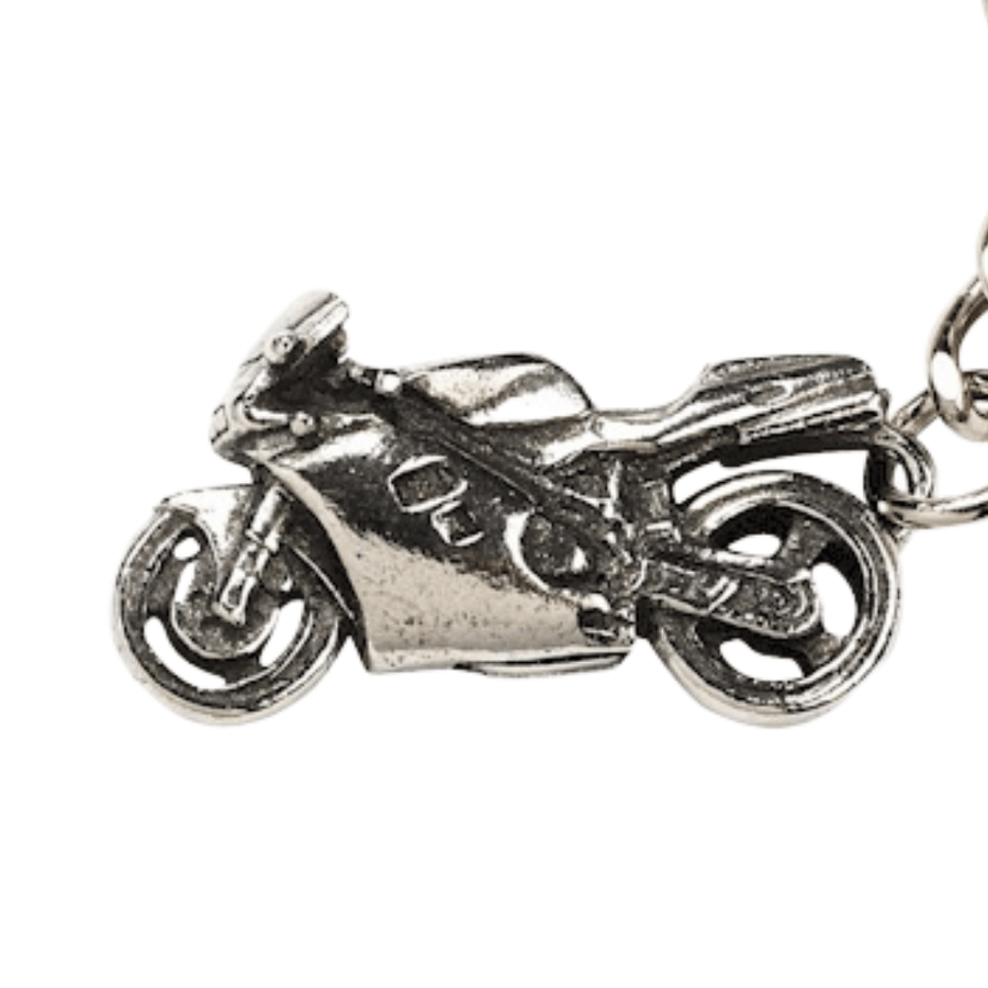 Sports Road Motorcycle Keyring Hand Cast In Fine Pewter