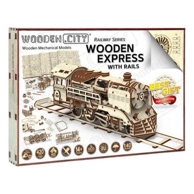 Wooden City Steam Train Working Mechanical Model