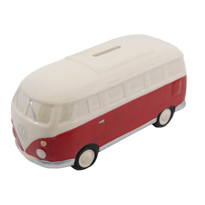 VW Campervan Money Box Ceramic Piggy Bank Red
